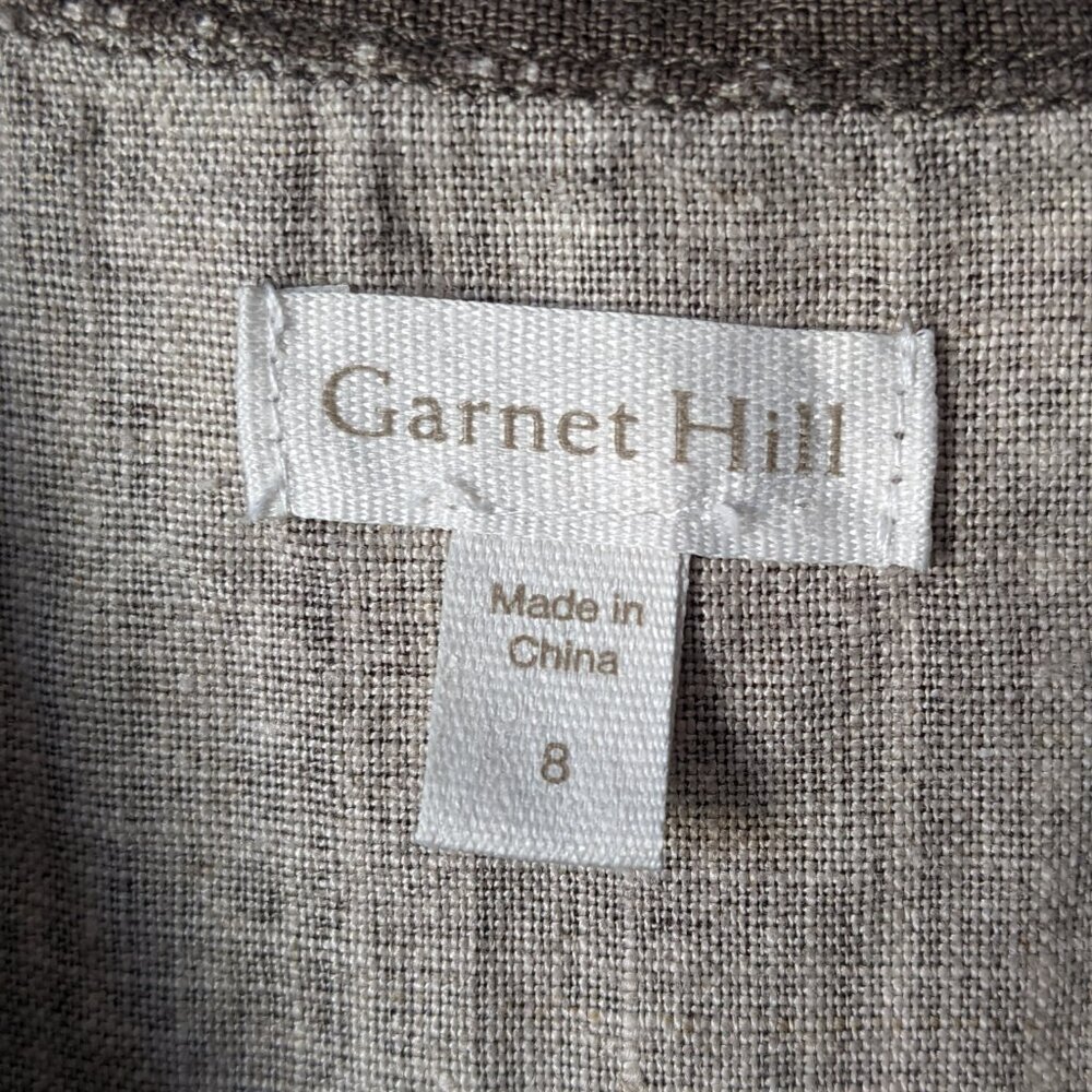 GARNET HILL 100% Linen Classic Sleeveless Full Button Pattern Shirtdress Size 8 - Picture 3 of 9